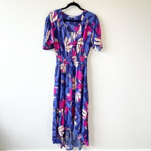 Abel the Label Anthropologie Santa Cruz Purple Floral Midi Dress Women’s Medium